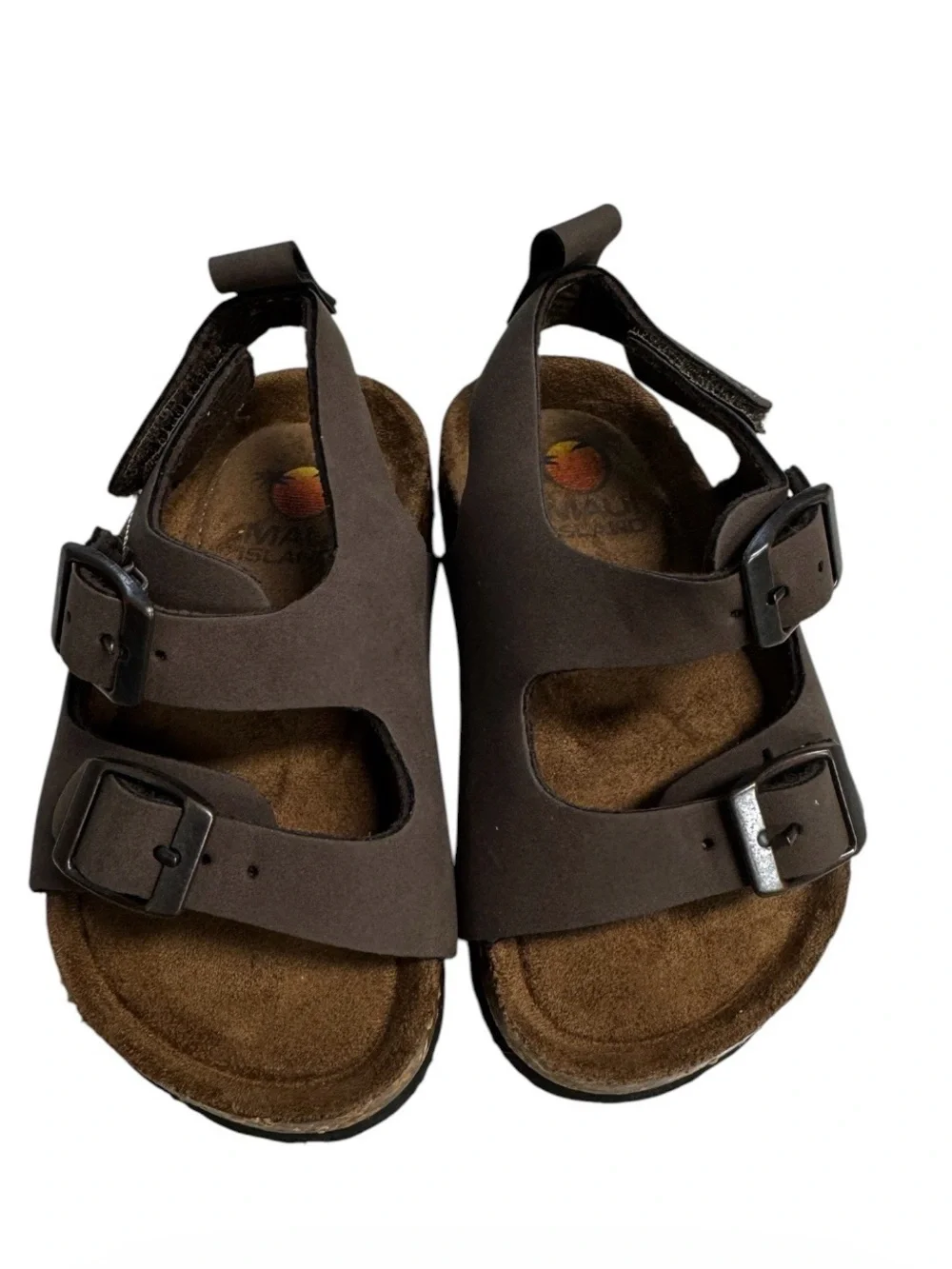 Maui Island Kids Brown Adjustable Buckle Sandals 6M Baby